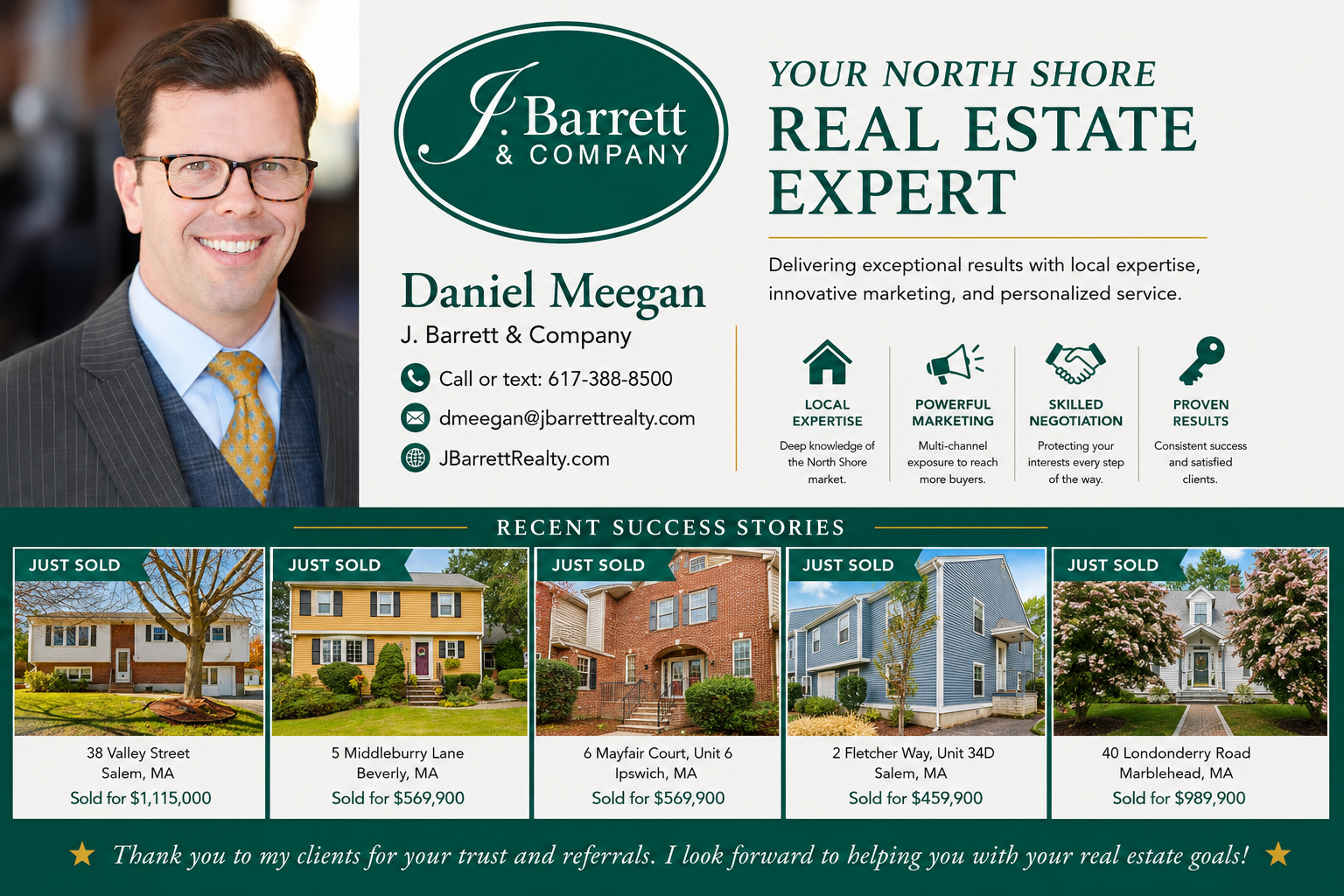 Daniel Meegan recent home sales Marblehead MA North Shore MA Beverly Salem Marblehead real estate agent J. Barrett Company just sold